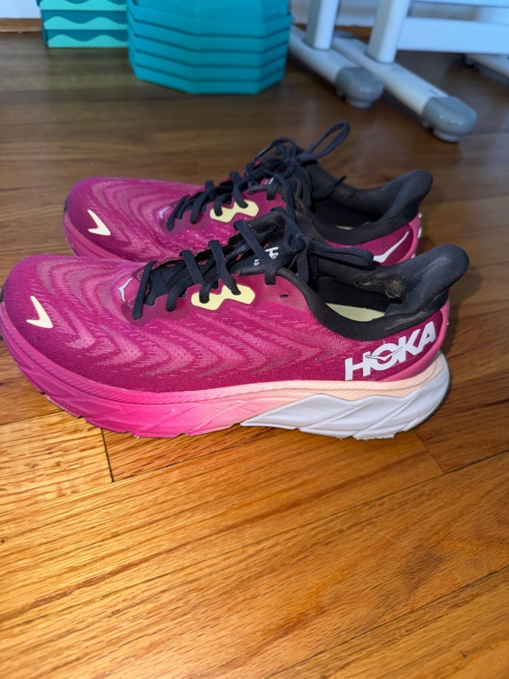 Hoka Pink and Black Gradient Running Shoes